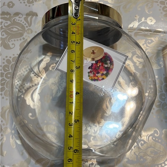 New Set of Two Gold Lid Slanted Plastic Clear Candy Jars 55oz each (A-1) - Picture 3 of 8